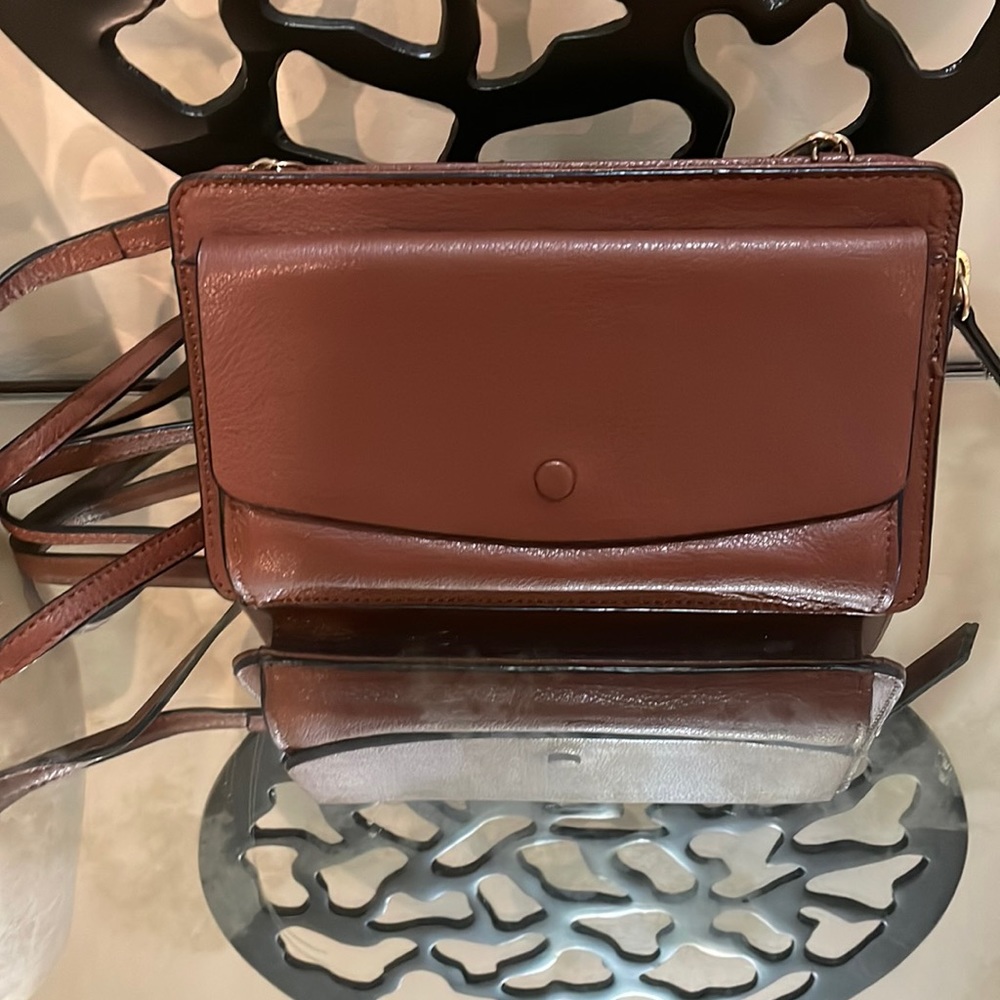 Halogen brown cross body clutch